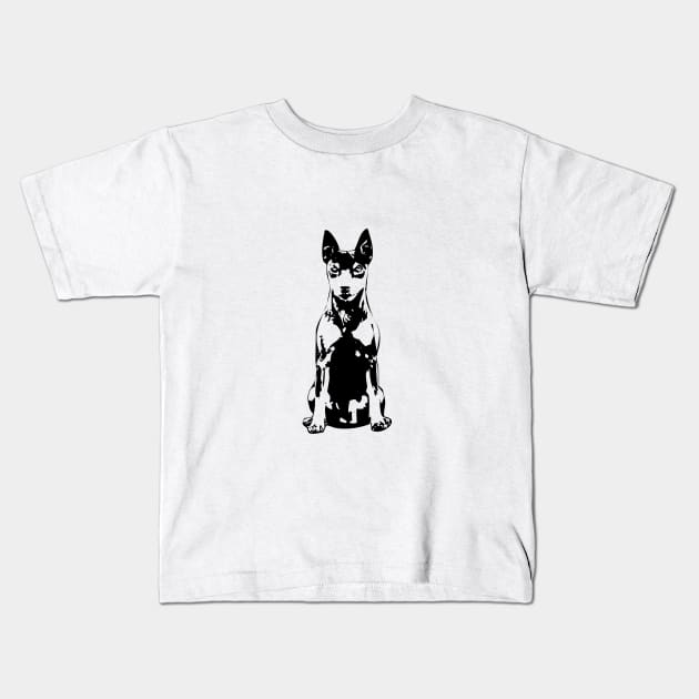 Miniature Pinscher Black and Tan Cute Puppy Dog Kids T-Shirt by ElegantCat